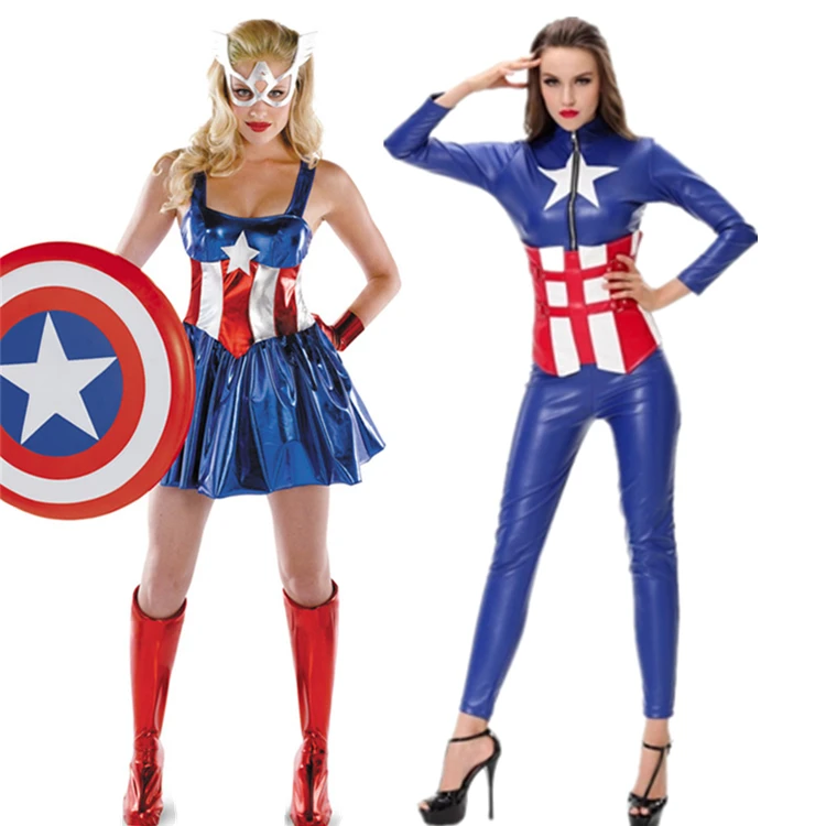 Adult Halloween costume female captain America the avengers alliance ...