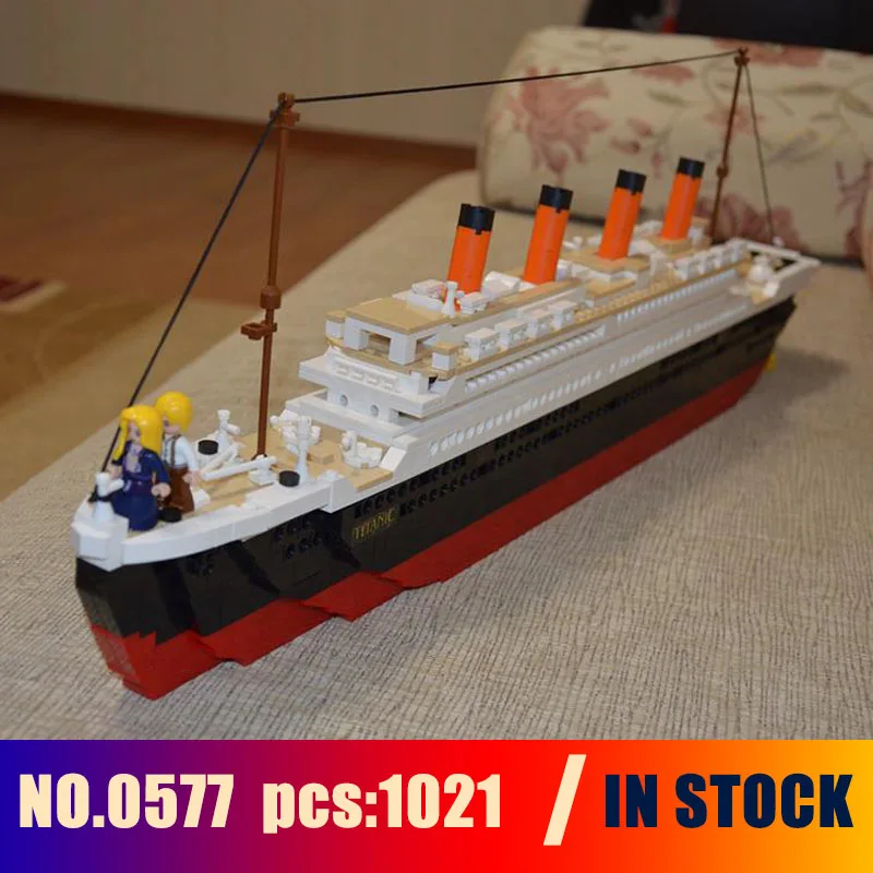 1021 шт Sluban 0577 игрушка Круизный корабль RMS титановая лодка модель строительные