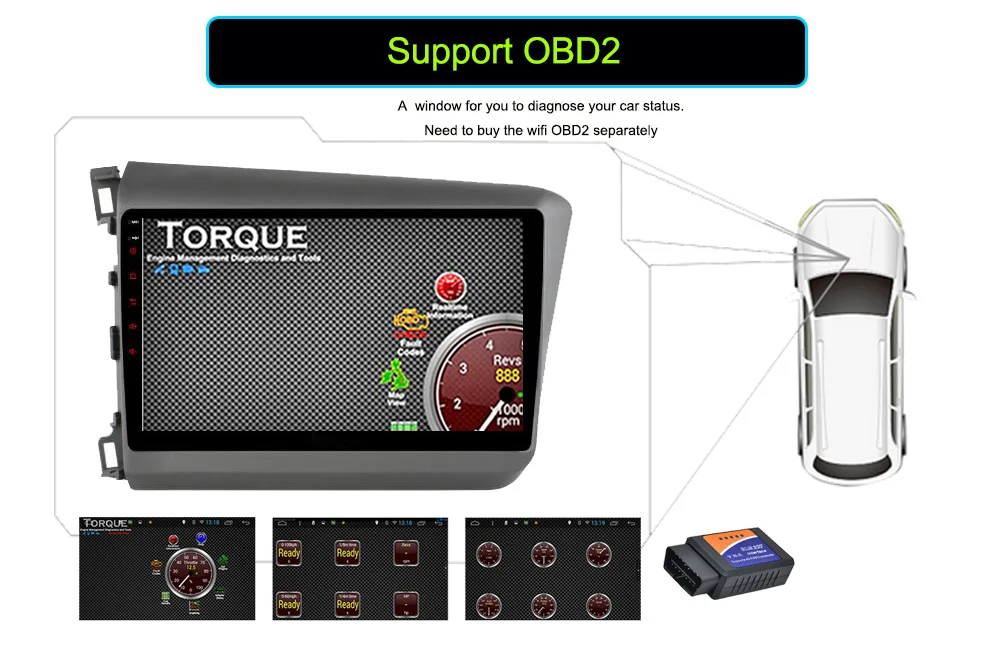Cheap Funrover Autoradio 2 din Car Dvd Radio Gps Android 8.0 9" Quadcore For Honda For Civic 2011-15 2gb+32gb Video multimedia usb FM 16