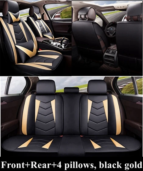 Передняя+ задняя крышка сиденья автомобиля в комплекте для FIAT Bravo 500X 500L Fiorino Palio-Weekend Siena Qubo Fullback Idea Punto Doblo Perla - Название цвета: black gold luxury
