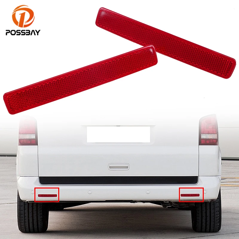 

POSSBAY Red Reflector for VW Caravelle (T5) 2003-2015 Car Rear Lower Bumper Reflective Stickers Warning Decoration