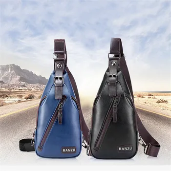 

1pc New Fashion Style Pu Leather Men Open Chest Bags Fashion Casual Crossbody Bag Shoulder Sport PU Bags Chest Waist Pack