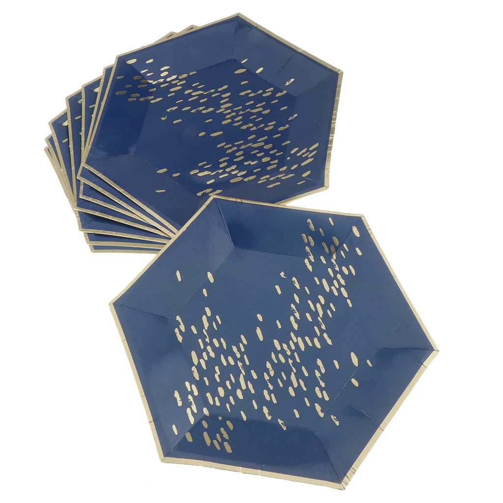 

8 Pieces Hexagonal Disposable Paper Plate Tableware For Wedding Birthday Party Holiday DIY Decorations