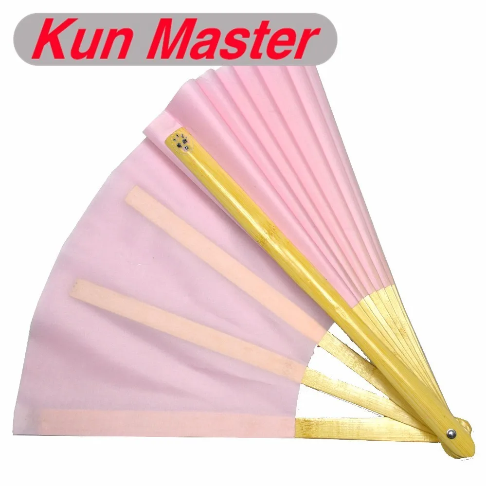 34 см Kun Master Bamboo Тай Чи Кунг-фу веер боевые искусства Практика представления с обеих сторон покрывает бесплатно матч - Цвет: both pink