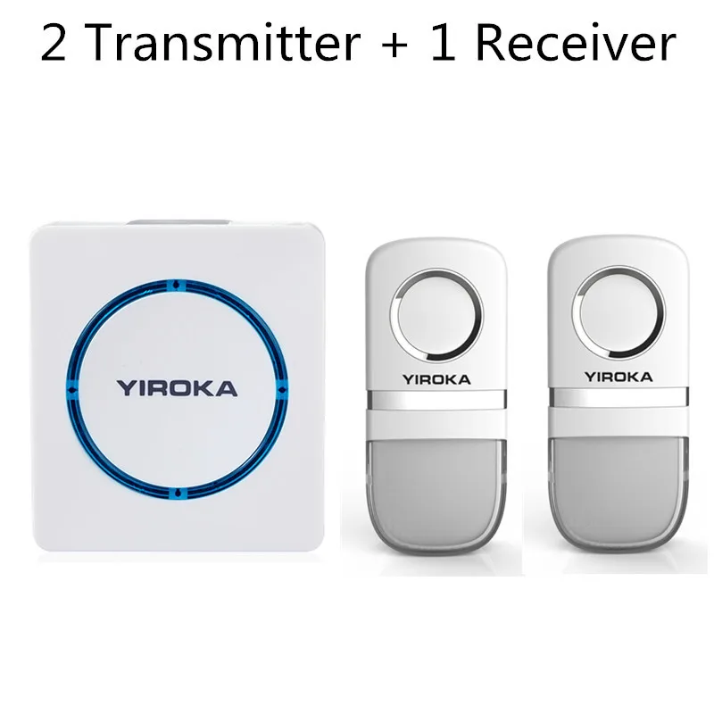 

Wireless Door Bell Waterproof Push Button Doorbell for Home with 25 Chimes 2 Transmitter + 1 Indoor Receiver No need battery