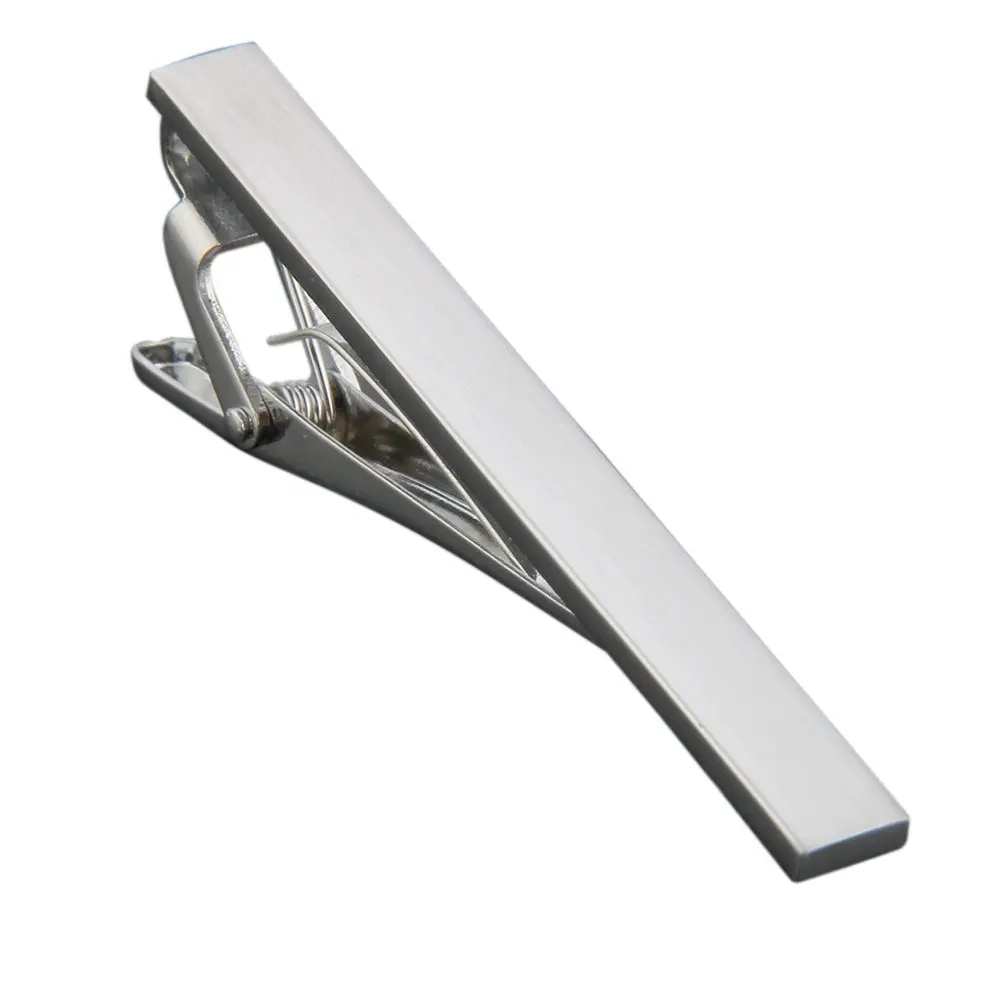 Simple Men Necktie Silver Tone Metal Clamp Tie Clip Clasp Bar Pin