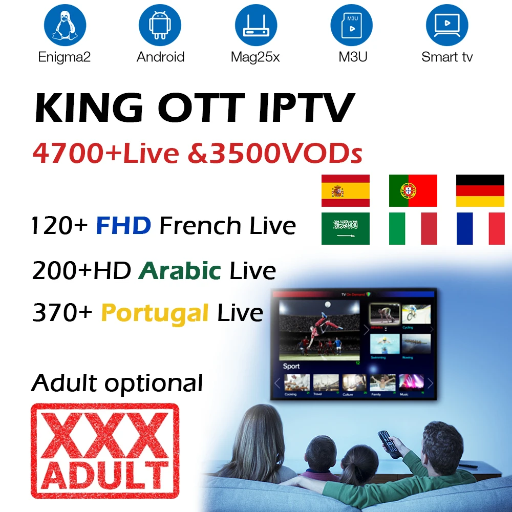 GOTiT King Отт IP tv французский арабский Португалия Magnum IP tv подписка для Испании португальский ХХХ ТВ Поддержка M3u Enigma2 Smart tv Box