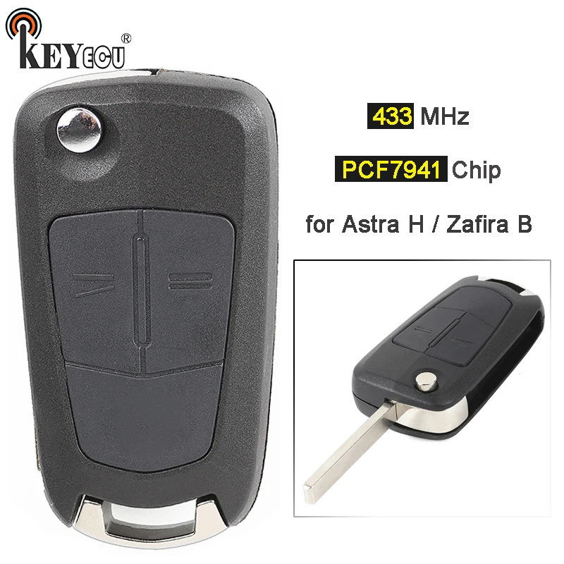 KEYECU 433 МГц PCF7941 замена чипа 2 Btn дистанционный ключ брелок для автомобиля Vauxhall Opel
