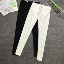 Дешевая новинка осень зима горячая распродажа женские модные повседневные джинсовые брюки G332