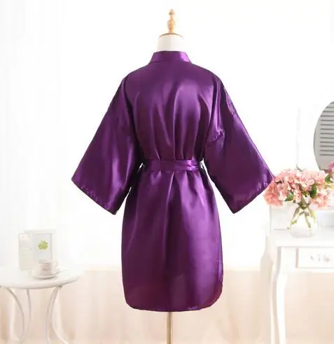 Sexy Large Size Faux Silk Satin Night Kimono Robe Short Bathrobe Wedding Bride Bridesmaid Robes Dressing Gown WY-01 women sleepwear bride robes silk robe