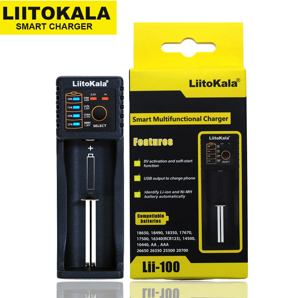 Умное устройство для зарядки никель-металлогидридных аккумуляторов от компании Liitokala: Lii-100 Lii-202 Lii-402 Lii-PL4 1,2 V 3,7 V 3,2 V 3,85 V AA 18650 18350 26650 18350 зарядное устройство для никель-металл-гидридных и литиевых аккумуляторов умное устройство для зарядки
