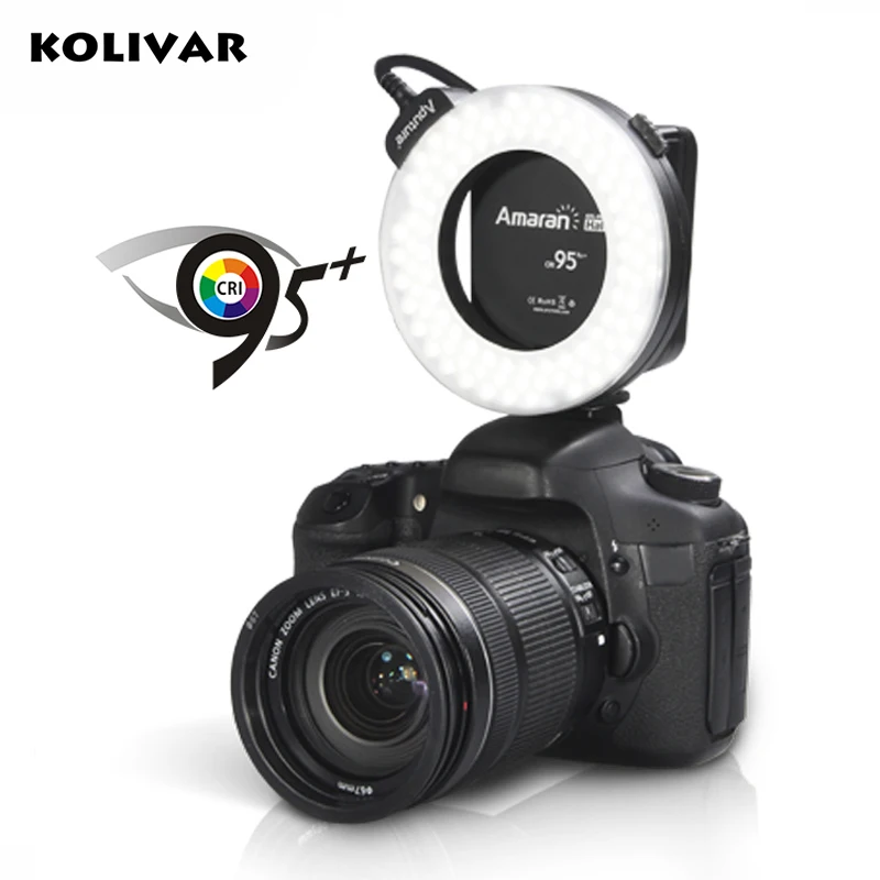 

KOLIVAR Aputure HC100 LED Marco Ring Light Video Flash Light For Canon 5D Mark II III 5D2 7D 6D 70D 700D 650D 60D 600D Camera