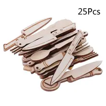 25 шт лазерная резка деревянная посуда украшения деревянная форма ремесло Свадебный декор UHJSD