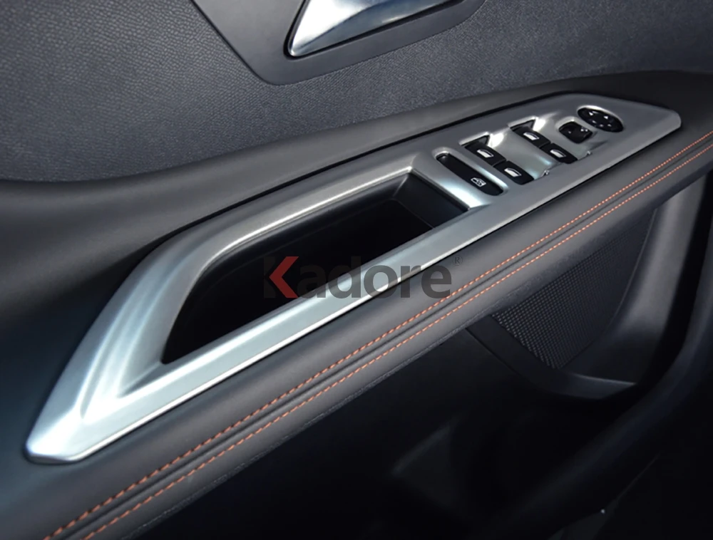 Для peugeot 3008 GT углеродное волокно аксессуары для интерьера стеклоподъемник кнопка включения крышка планки двери подлокотник Панель рамка