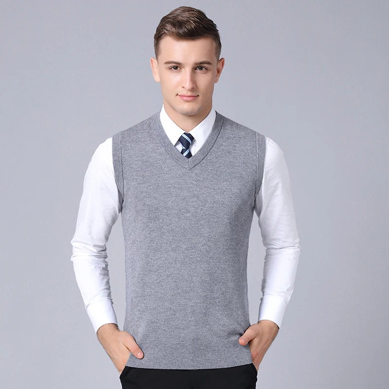 MACROSEA 100% Wool Knitwear Vest Thickened Winter Sweater Classic Style ...