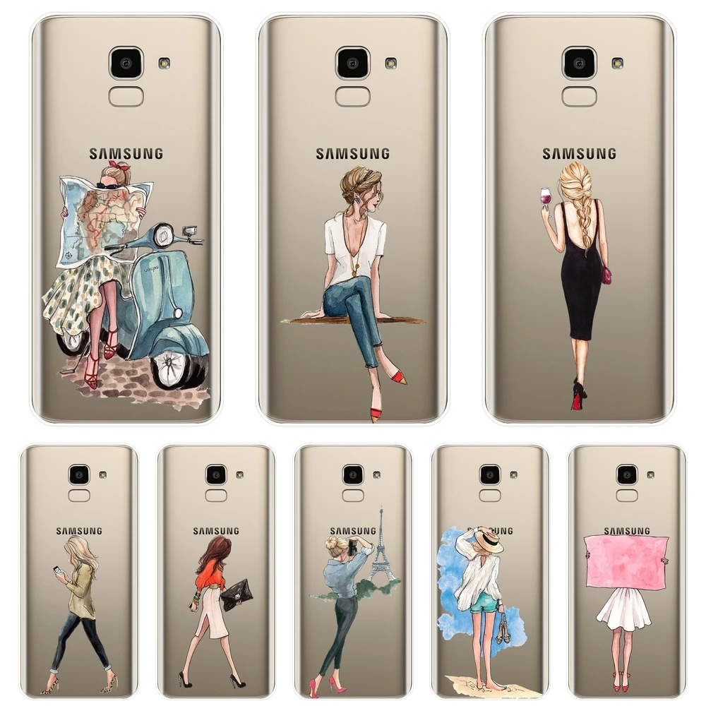 Задняя крышка из ТПУ для Samsung Galaxy J4 J6 J8 Plus 2018 J2 J5 J7 Prime J3 2015 2016 2017 черный мягкий