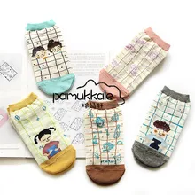 1 пара/лот прекрасный на лето и весну Стиль Повседневное хлопковые носки с рисунком плед Творческий носки-башмачки для Для женщин Женские тапочки носки Meias