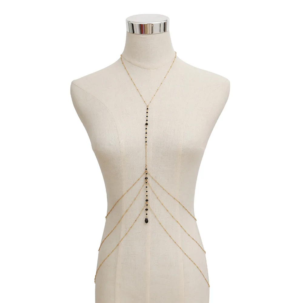 Simple Style Chain Necklace Belly Body Chain Fashion Sexy Copper Sequins Body Chain Jewelry for Women Beach Party