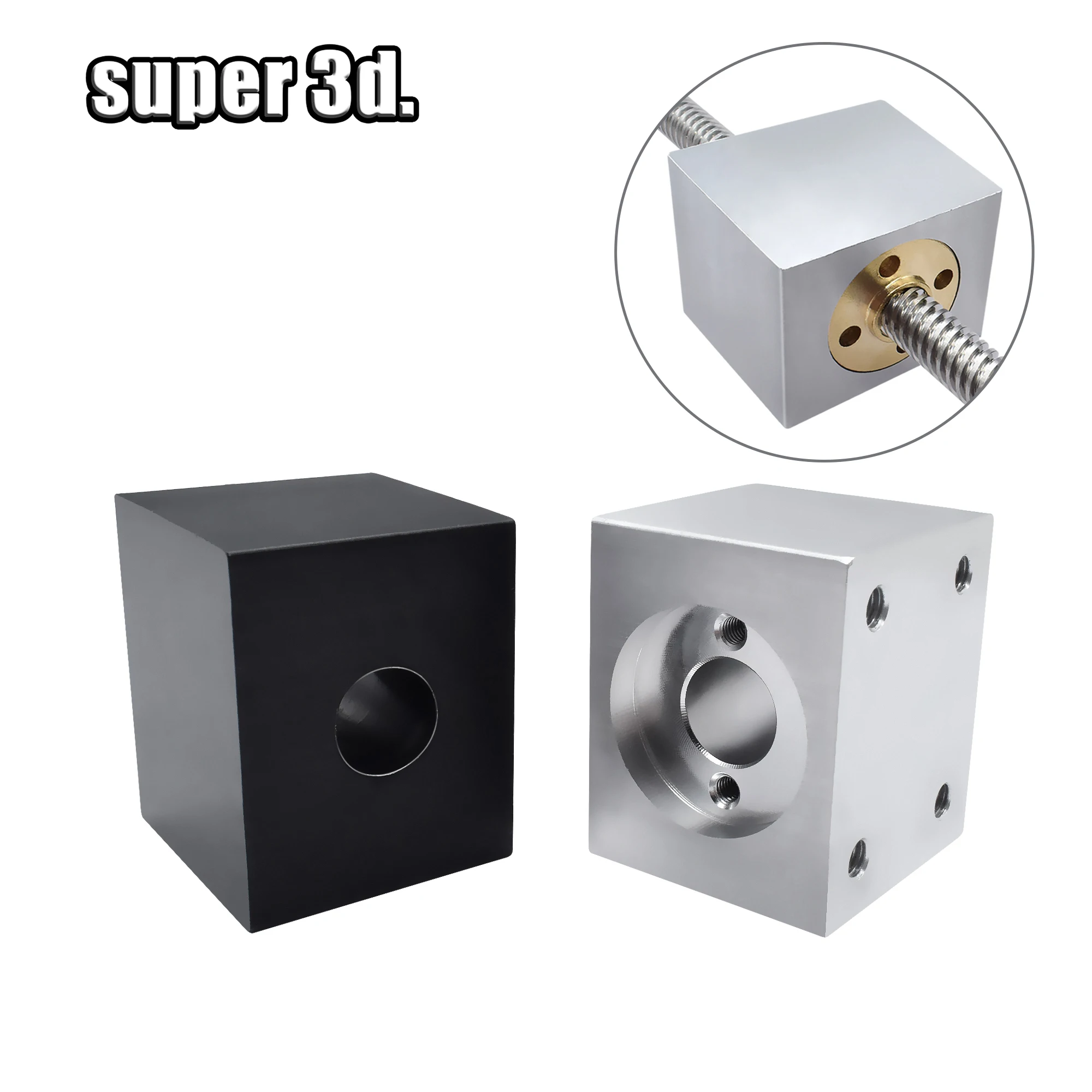 

T8 nut conversion seat for For 3D Printer Parts T8 Trapezoi Lead Screw Nut Housing Bracket Improved version Silver Black color
