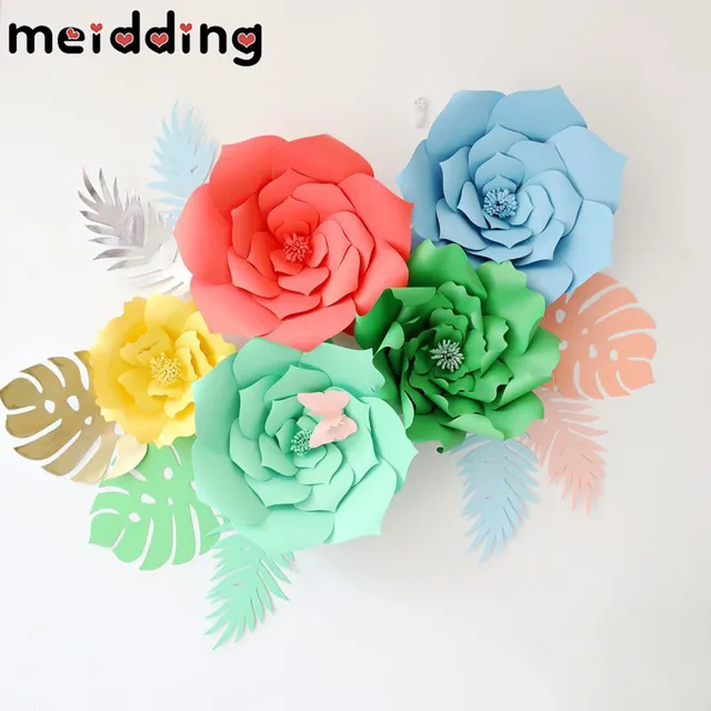 MEIODDING 6pcs Paper Turtle Leaf/Palm Leaves DIY Backdrop Decor Kids Birthday Party Wedding Party Home Room Decor Supplies
