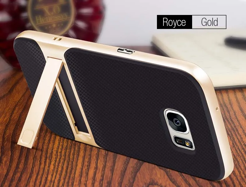 Híbrido para Samsung Capa de Silicone 360 de Proteção Brand Novidades Case Galaxy 3d Kickstand 5.1 Tpu pc Integral Samsungs7 Galaxys7 Funda s7 14 S7 3D Kickstand Capa de Silicone 5.1