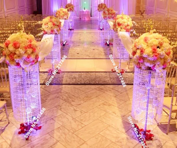 

(no flowers including )3 feet iridescent sq plexi wedding aisle decoration crystal pillars pedestals columns for floor stand