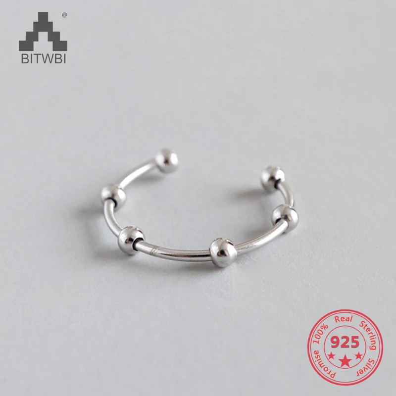 

S925 sterling silver fashion personality handmade beads open joint tail ring