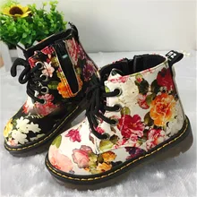 2017 Fashion Printing Children Shoes For Girls Boots Cute Martin Boots Soft Bottom Baby Boots Comfy Kids Leather Casual Shoes
