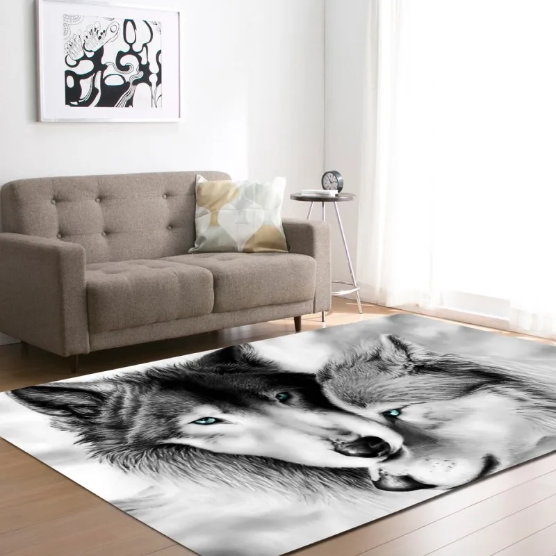 

Wolf Printed Area Rug Wine Bar Floor Mat Coffee Store Rug and Carpet Special Rug and Carpet for Home Living Room Kids Play Mat