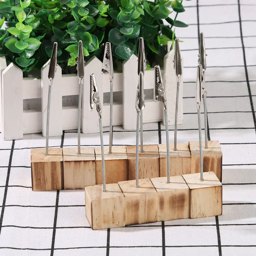  Wooden Wedding Memo Menu Paper Note Picture Table Card Number Photo Clip Holder able Invitation Nam - 33034667144