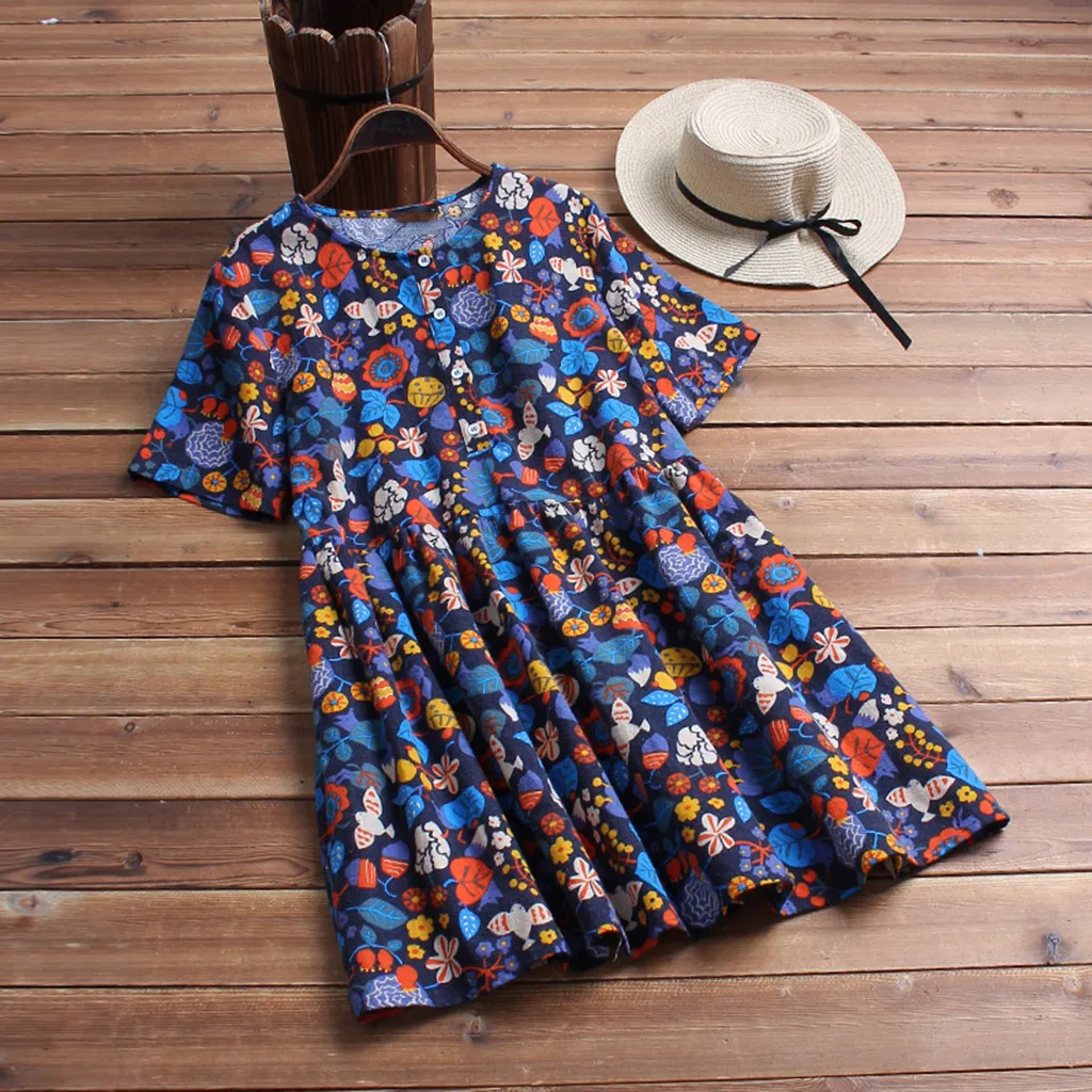

Womens Tops And Blouses Vintage Print Short Sleeve Blouse Tunic Ladies Tops Summer Tops For Women Clothes 2019