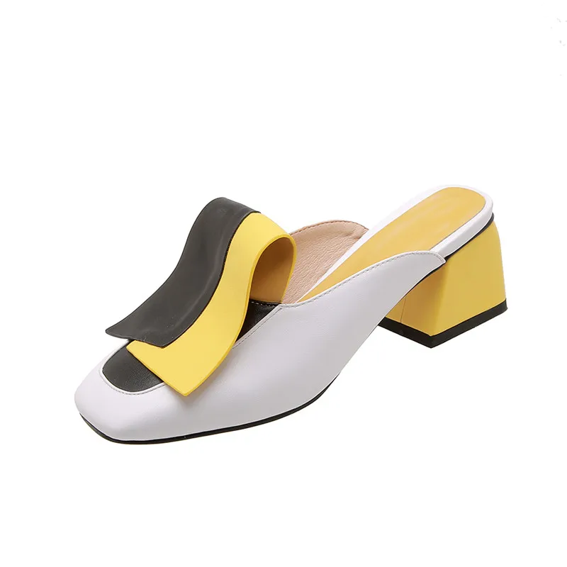 ASUMER/ г. Новые сандалии женская обувь на высоком квадратном каблуке летние босоножки разных цветов женские сабо Большие размеры 34-45 - Цвет: white