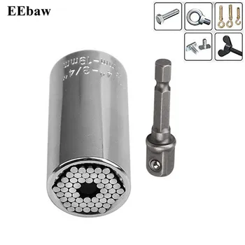 

2 Pcs/Set Magic Spanner Grip Multi Function Universal Torque Wrench Head Set Socket Sleeve 7-19mm Power Drill Ratchet