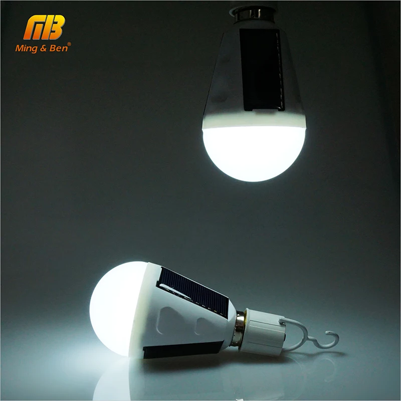 LED Solar Light Bulb 7W E27 Tent Camping Fishing Solar Lamp Rechargeable TB