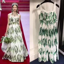 Модное платье на бретельках с высокой талией; высокое качество; vestido festa; женские летние платья; vadim robe femme; Длинная повседневная одежда с цветочным принтом