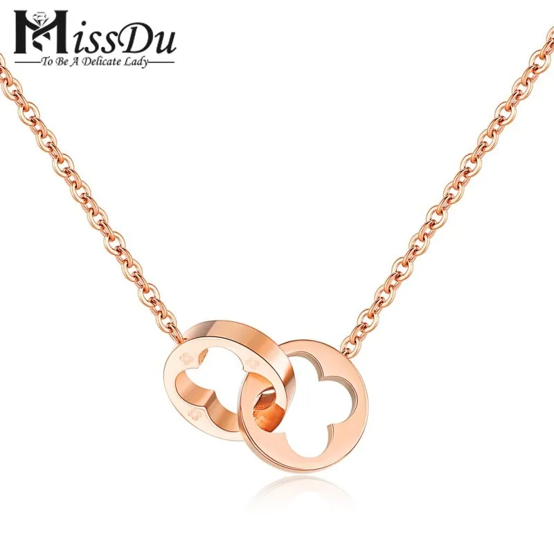 

Luxury Two Circle Double Buckle Necklace Pendant Jewelry Female fashion 2018 personalized necklace for women gifts