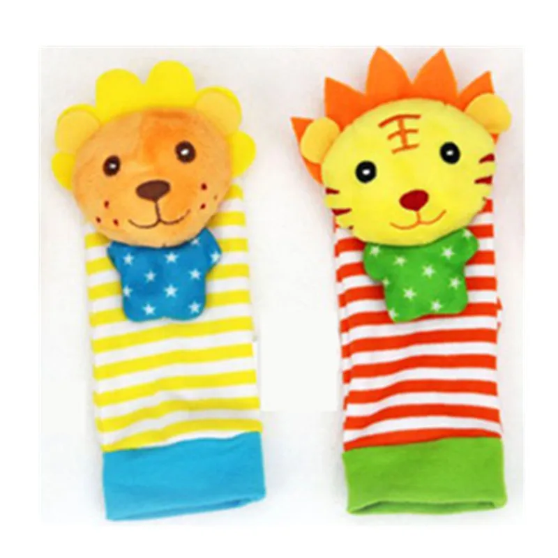 Sozzy/милые мягкие Носки с рисунком зебры для новорожденных, Набор погремушек на запястье, развивающие игрушки, лучший подарок для детей, для мальчиков и девочек - Цвет: O 2pcs kid socks