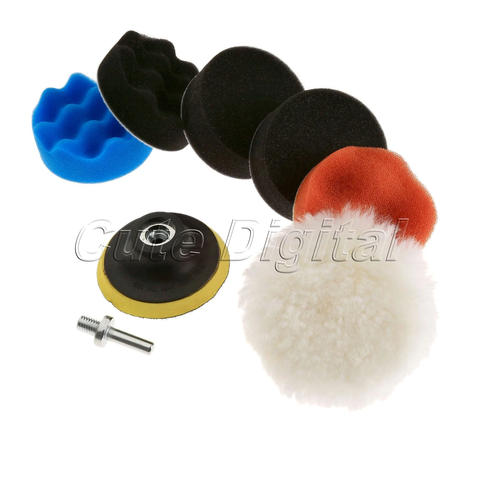 10Pcs 3/'/' Car Polishing Buffing Pad Hand Sponge Buffer Set W// 8mm Drill Adapter