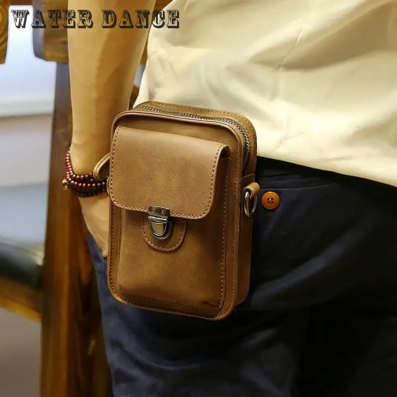 Genuine Leather Waist Bag Men Fashion Belt Bags Men's Small Bags Male ...