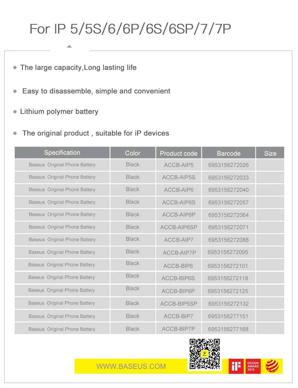 Аккумулятор Baseus большой емкости 2900 мАч для телефона iPhone 7 Plus внутренний аккумулятор Замена для iPhone 7G Plus