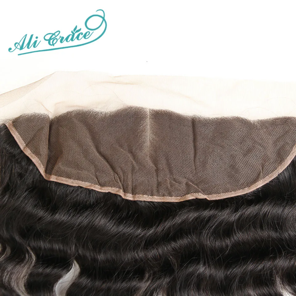 ALI GRACE бразильские Свободные волны 13*4 свободная средняя часть кружева ЛОБНЫЙ натуральный цвет Remy человеческие волосы 10-20 дюймов
