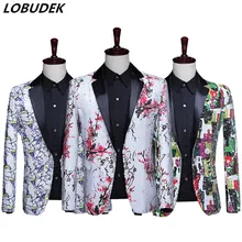 Для мужчин печатных перевернуть костюм с пайетками куртки блестками пиджаки Выходные туфли на выпускной для ночного клуба Бар для певицы для сцены костюм конферансье Формальное пальто