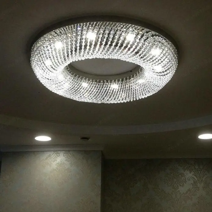 

Modern crystal ceiling lamp luminaire Round living room light LED flush mount ceiling crystal lighting Lampara cristal