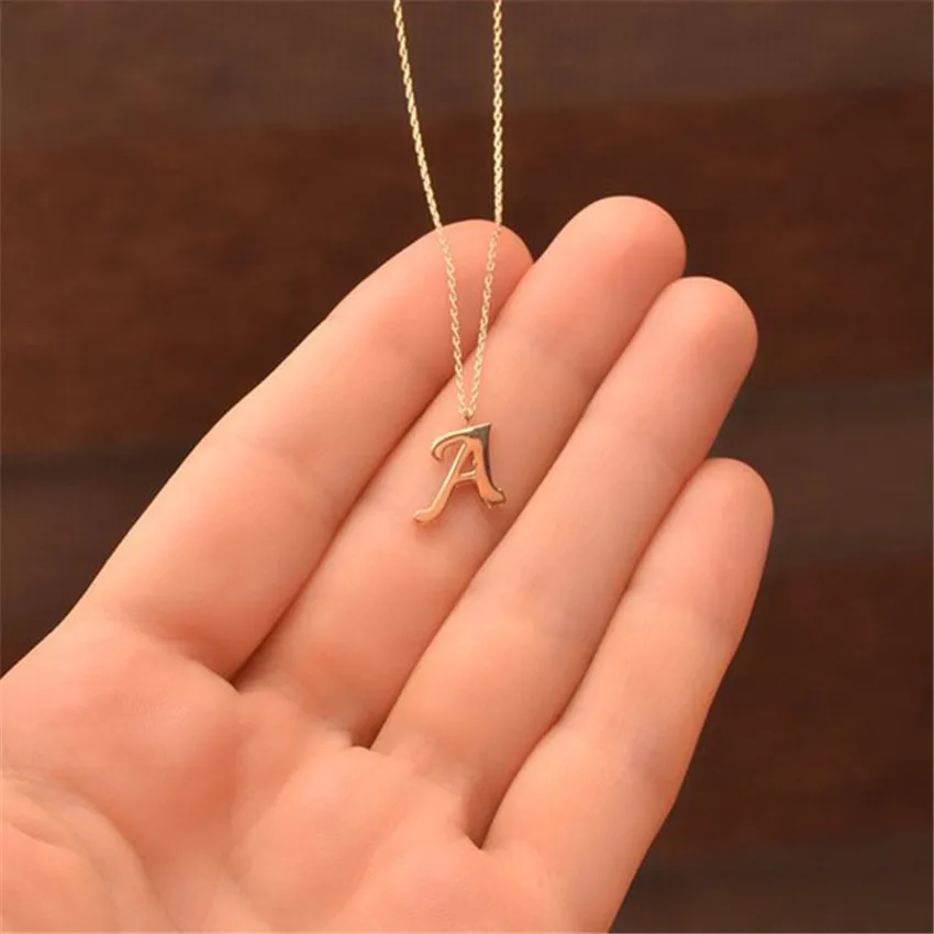 

Custom Letter Necklace A-Z Choker Rose Gold Chain Personalized Pendant Women Gift Collares Kolye Femme Handmade Jewelry