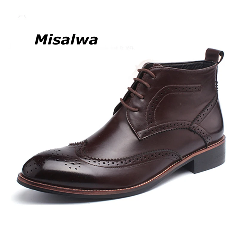 Achat Misalwa Mâle Noir Brun Richelieu En Cuir Cheville Bottes Hommes de Chameau Oxford Bottes Chaussures