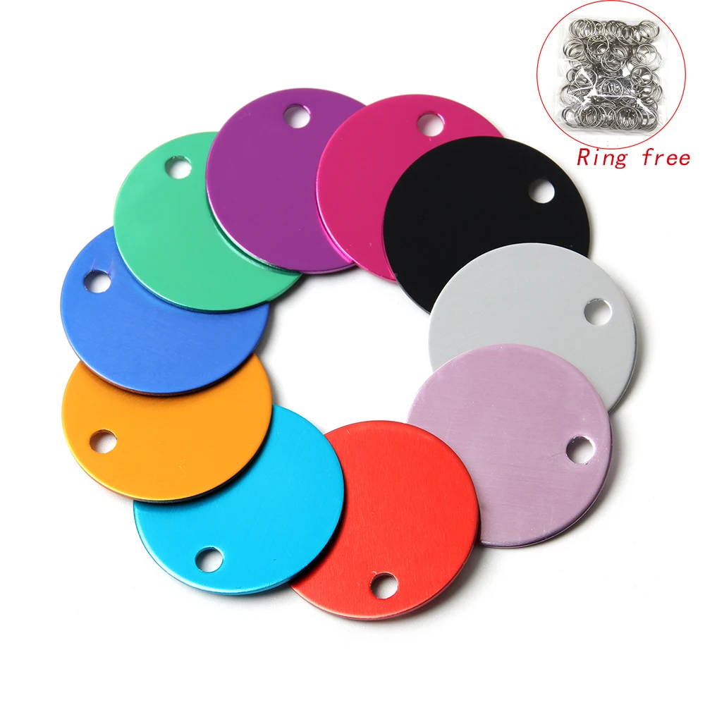 

20Pcs Pet Dog ID Tag Round Shape Aluminum Engraved Pet Name Address Personalized Dog Cat ID Tag Pet Collar Accessories Pendant