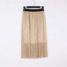 2 слоя Для женщин юбка люрексом полосатый низ Высокая Талия Сетчатое платье-пачка плиссированная юбка миди пляжная юбка летняя одежда