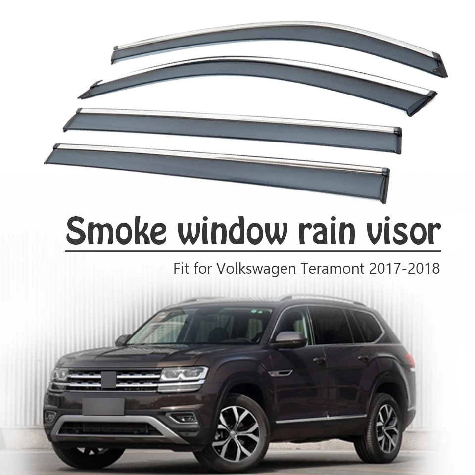 Chuky 4 шт. ABS стайлинга автомобилей окно, маркизы приюты дождь щит для Volkswagen Teramont 2017 2018 авто аксессуары
