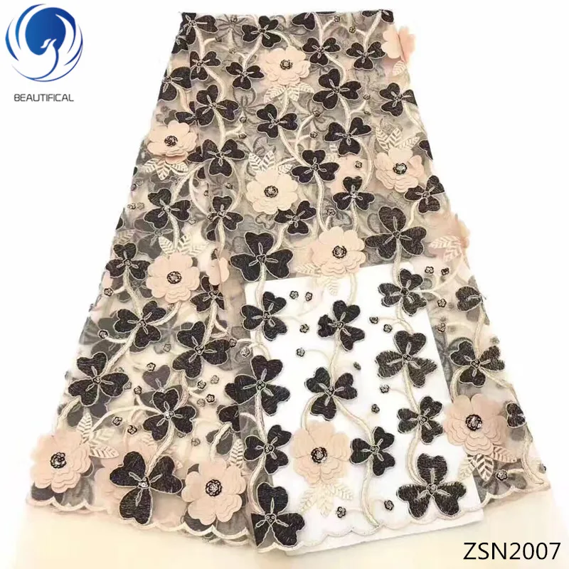 

BEAUTIFICAL 3d lace fabric 2018 high quality lace 3d flower lace fabric 5 yards 3d wedding lace fabric mesh tulle fabric ZSN20