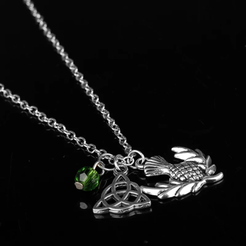 

dongsheng Women Girl Xmas Gift Outlander Scottish Iris Eternity Knot Dragonfly Scottish Irish Gaelic Pendant Choker Necklace-30